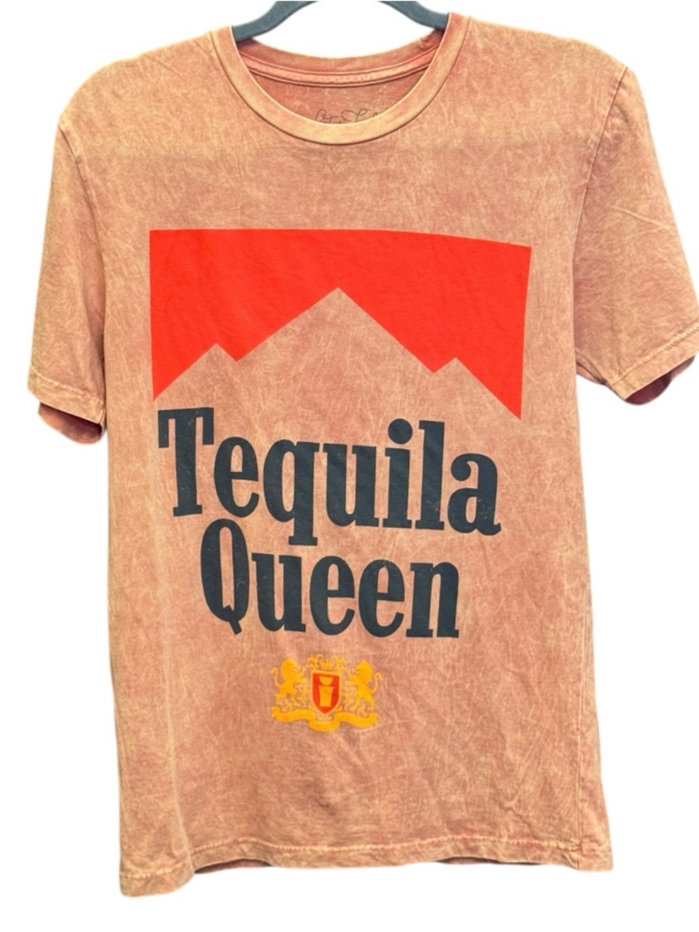 NEW! Lotus Fashion “Tequila Queen” Graphic Tan Acid Wash T-Shirt - Small